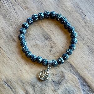 Rustic Cuff Black Beaded Bracelet